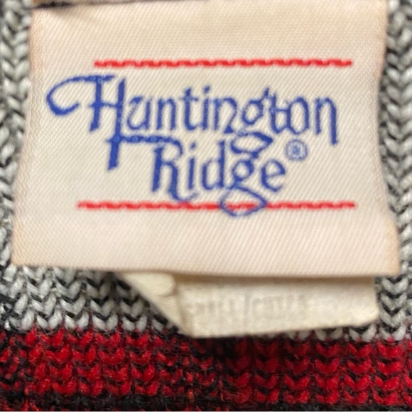 Vintage Huntington Ridge Red Striped Open Cardigan Acrylic Sweater Womens S - Picture 3 of 7